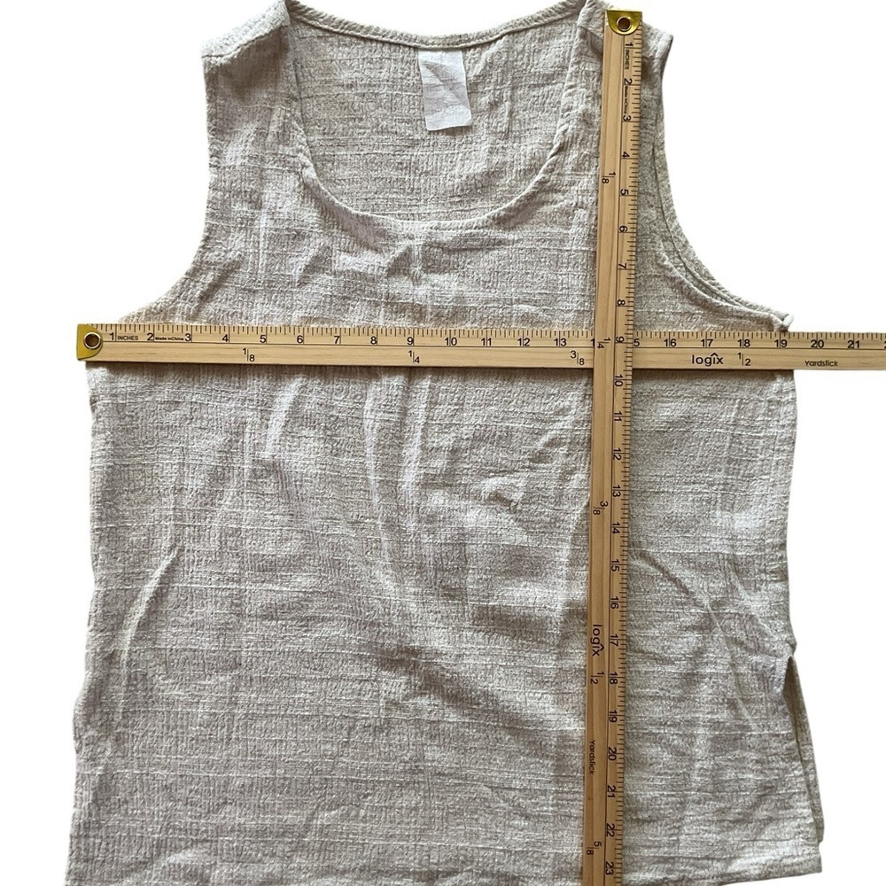 Women’s Linen Blend Sleeveless Top – Beige Neutral Tank – Size Large - Picture 5 of 6
